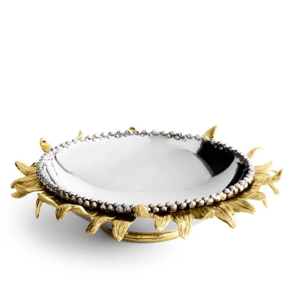 Gold and Silver Sunflower Decorative Bowl